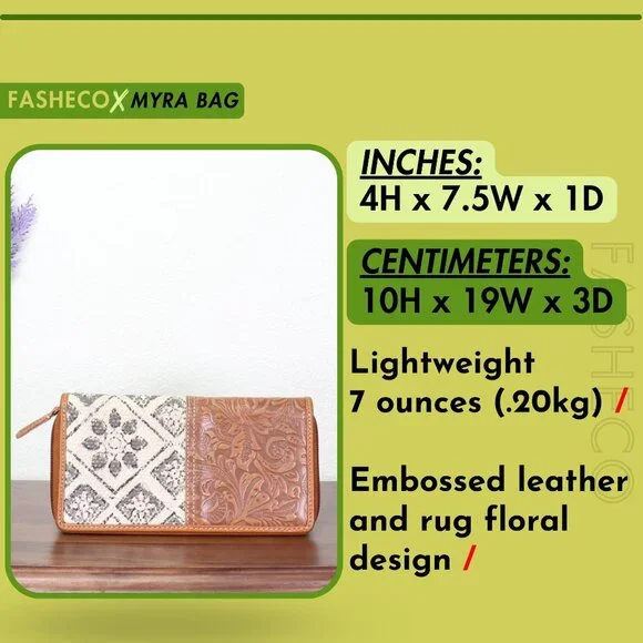 NEW Myra Bag EXCLUSIVE Floral Wallet Emboldened Leather Vintage Fashion - Picture 8 of 9